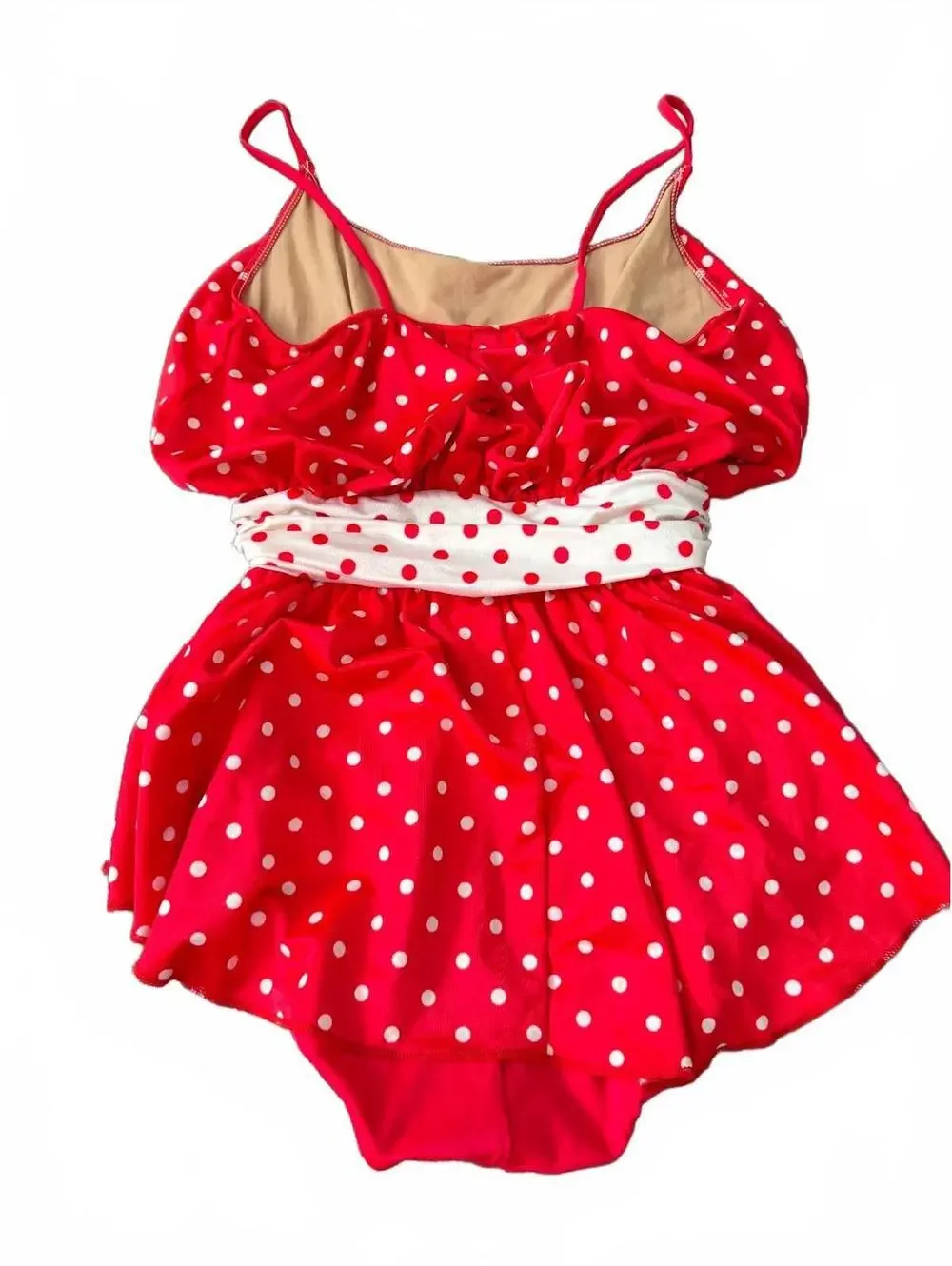 Sirena Vintage Red White Polka Dot Swimdress One Piece Swimsuit Size 8 USA